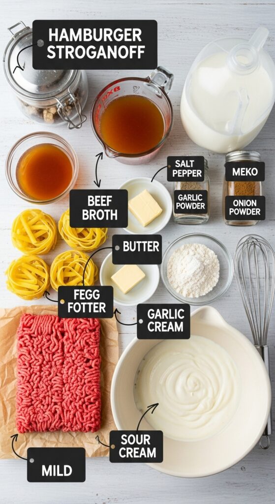 The Greatest Hamburger Stroganoff Recipe 3 Butter melting in a skillet with flour being stirred to create a roux for stroganoff sauce.