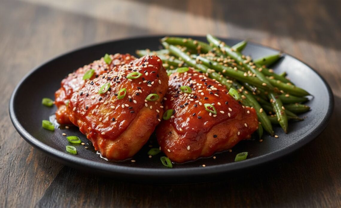 viral sticky gochujang chicken thighs one pan featured