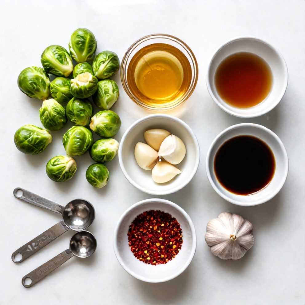 Raw ingredients for Air Fryer Brussels Sprouts
