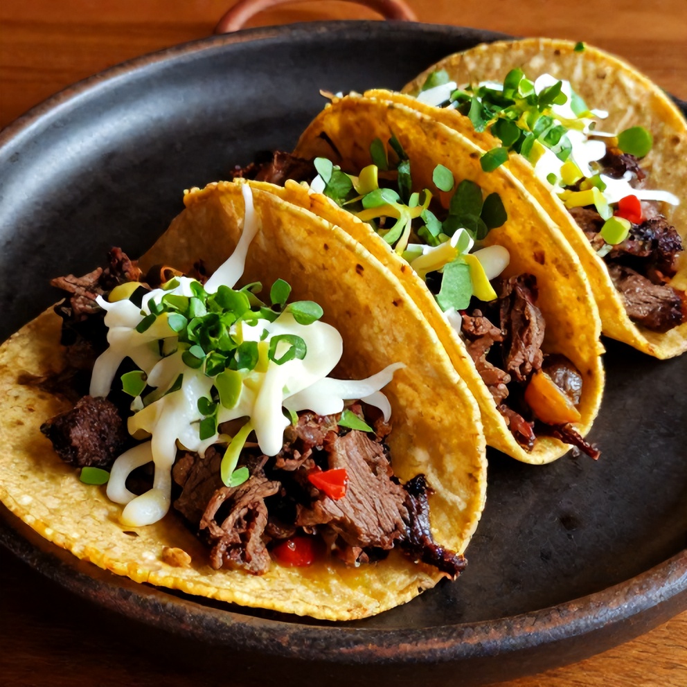 Plated serving of Pot Birria Tacos