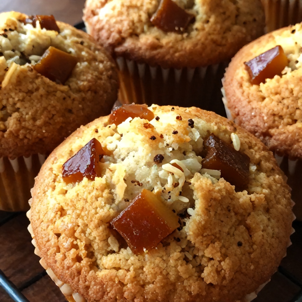 Caramelized Rhubarb Muffins
