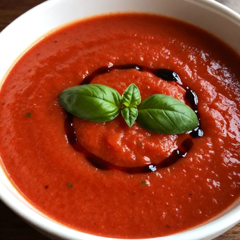 Chilled Mediterranean Tomato and Roasted Pepper Soup