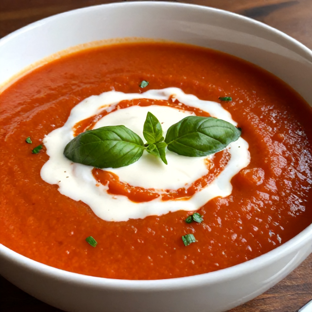 Chilled Roasted Tomato Basil Soup