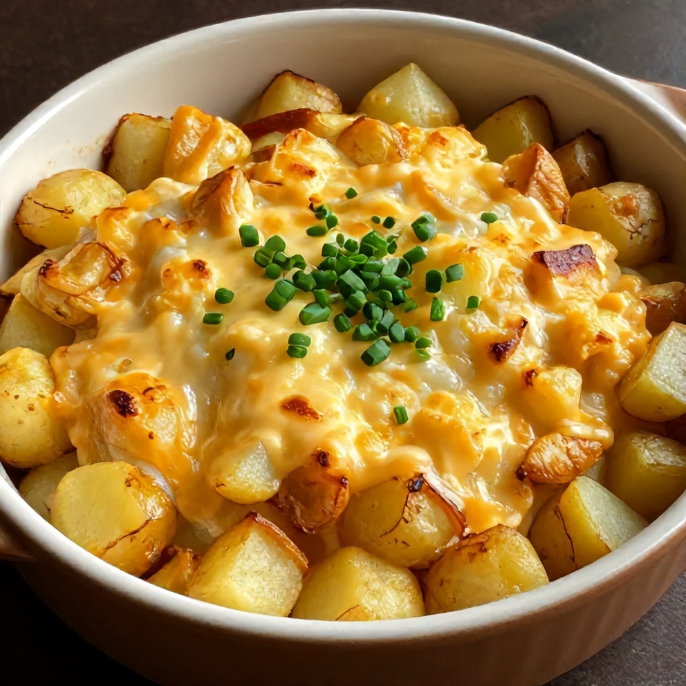 Plated serving of classic scalloped potatoes