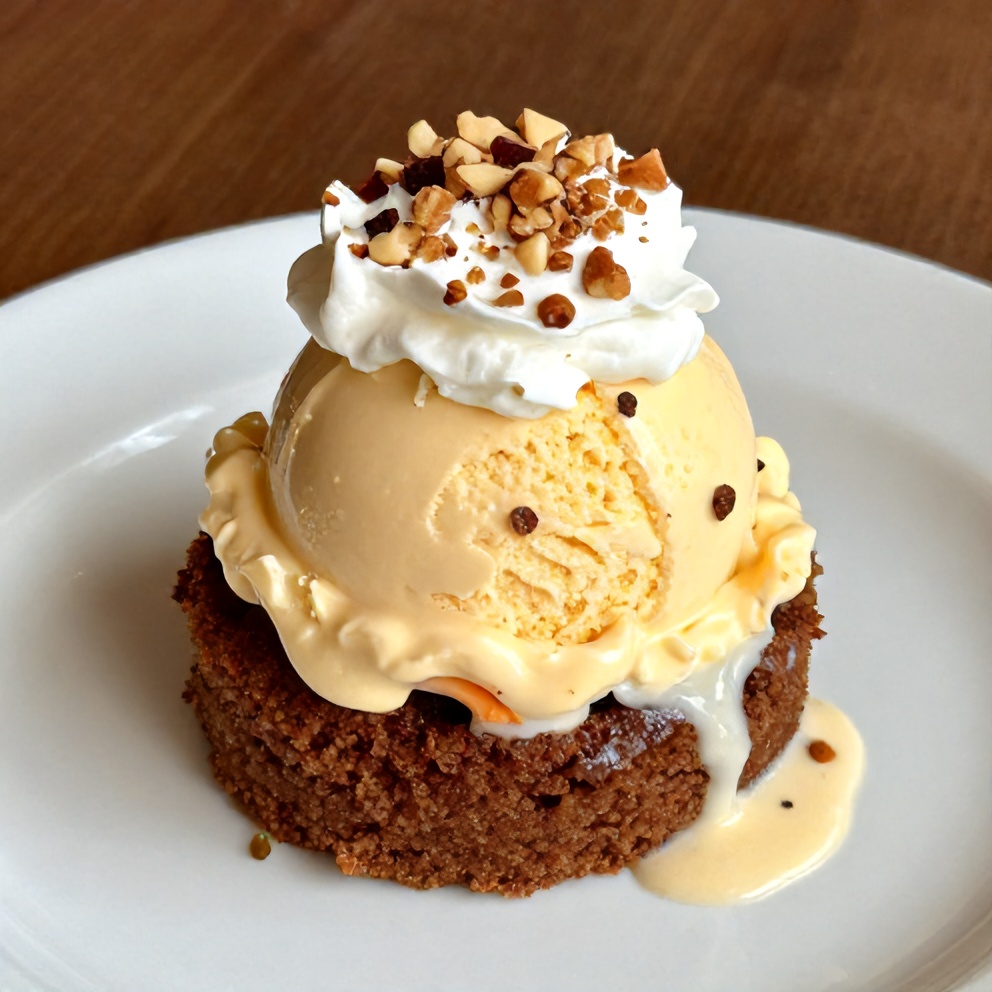 Plated Serving of Carrot Cake Ice Cream
