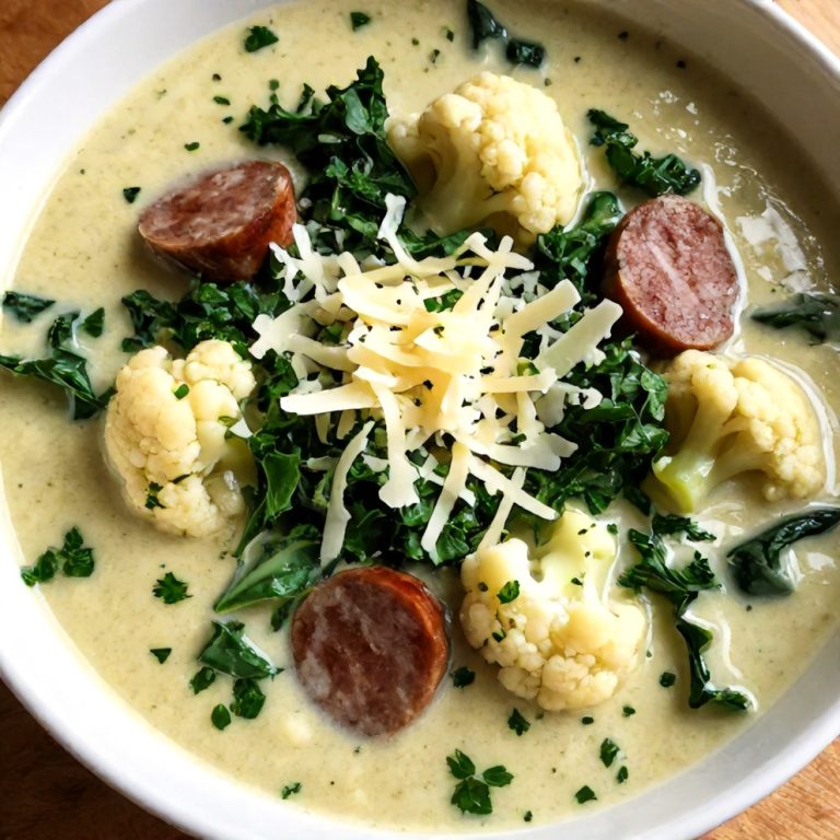 Creamy Cauliflower Sausage Kale Soup