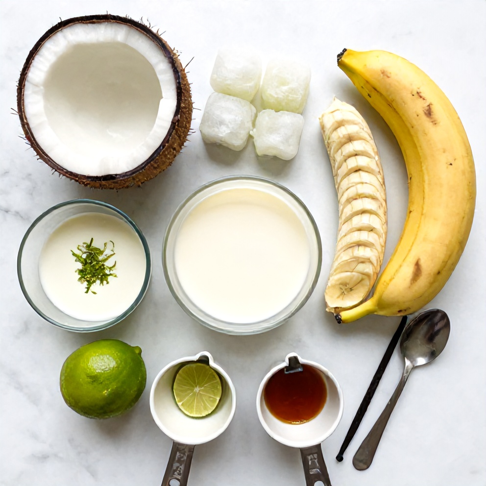 Raw ingredients for Coconut Key Lime Pie Smoothie