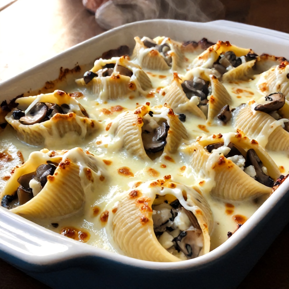 creamy garlic mushroom stuffed shells