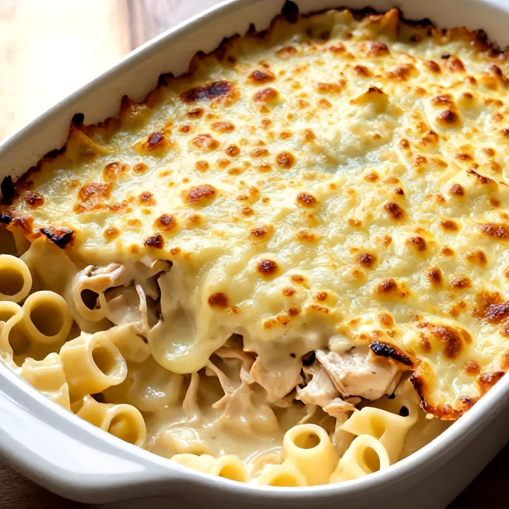 creamy lemon chicken pasta bake