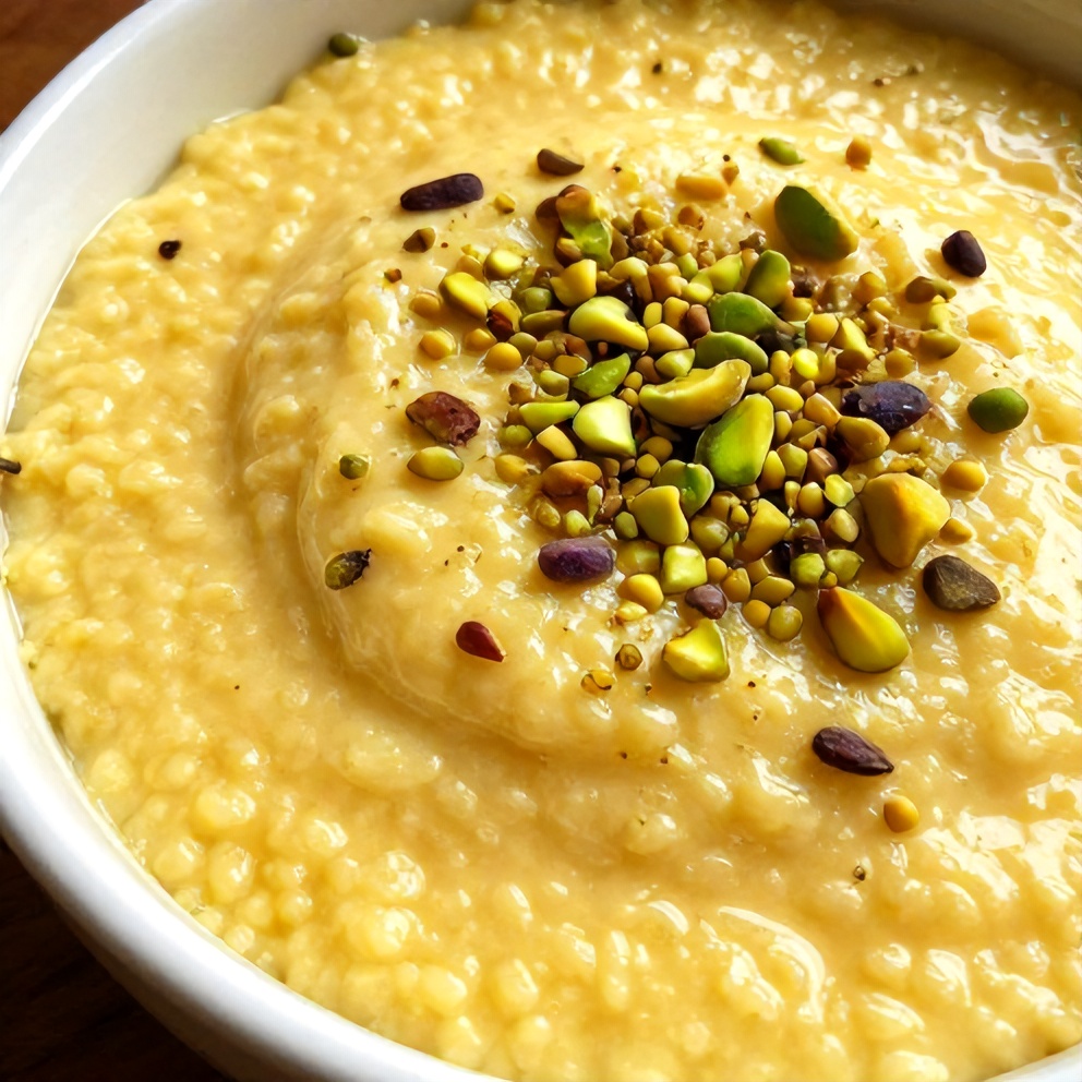 Creamy Orange Blossom Semolina Pudding