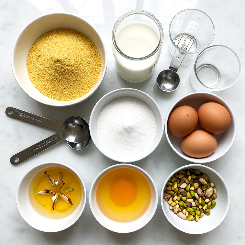 Raw ingredients for Orange Blossom Semolina Pudding
