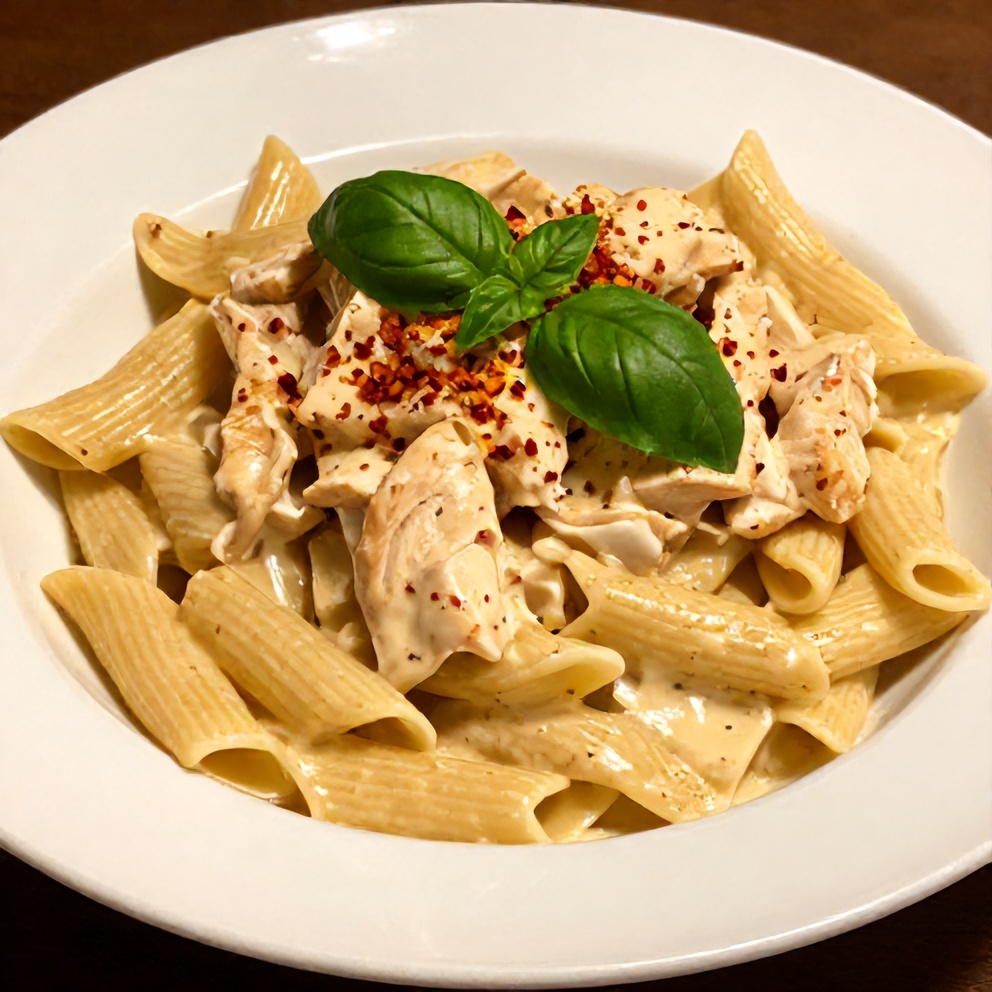 Plated Creamy Tuscan Chicken Pasta