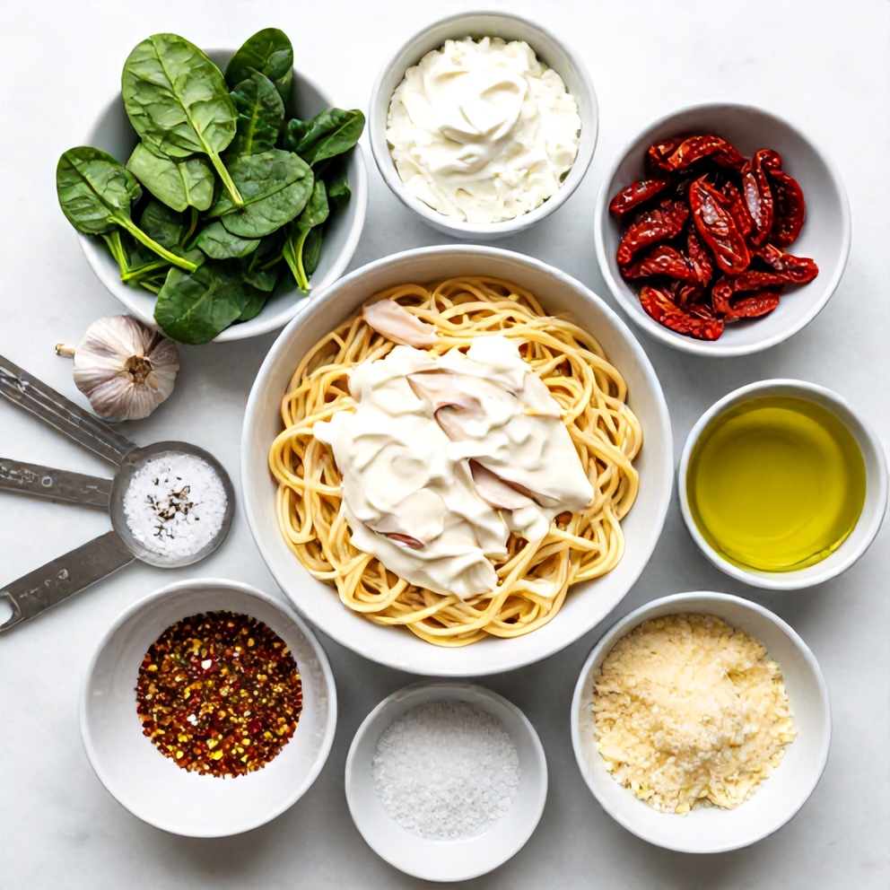 Ingredients for Creamy Tuscan Chicken Pasta