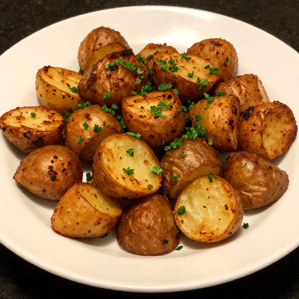 Crispy Air Fryer Smashed Potatoes Close Up