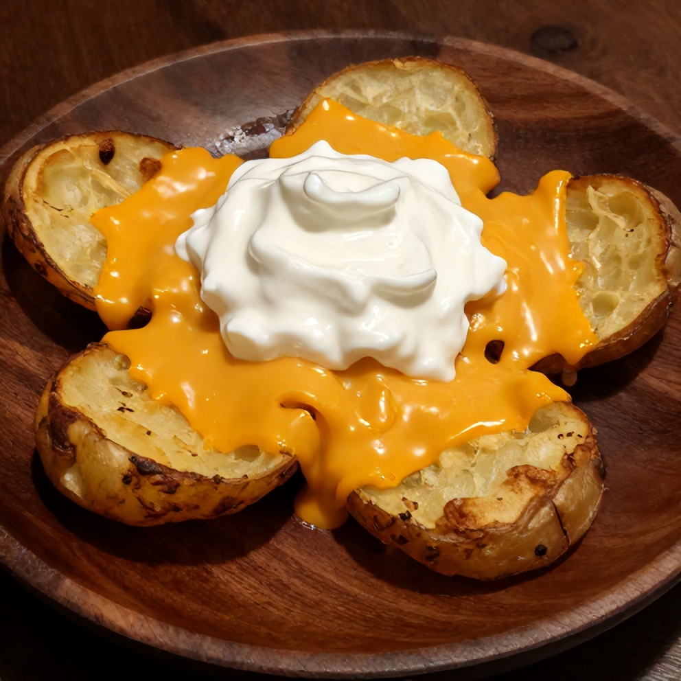 Plated crispy baked potato skins