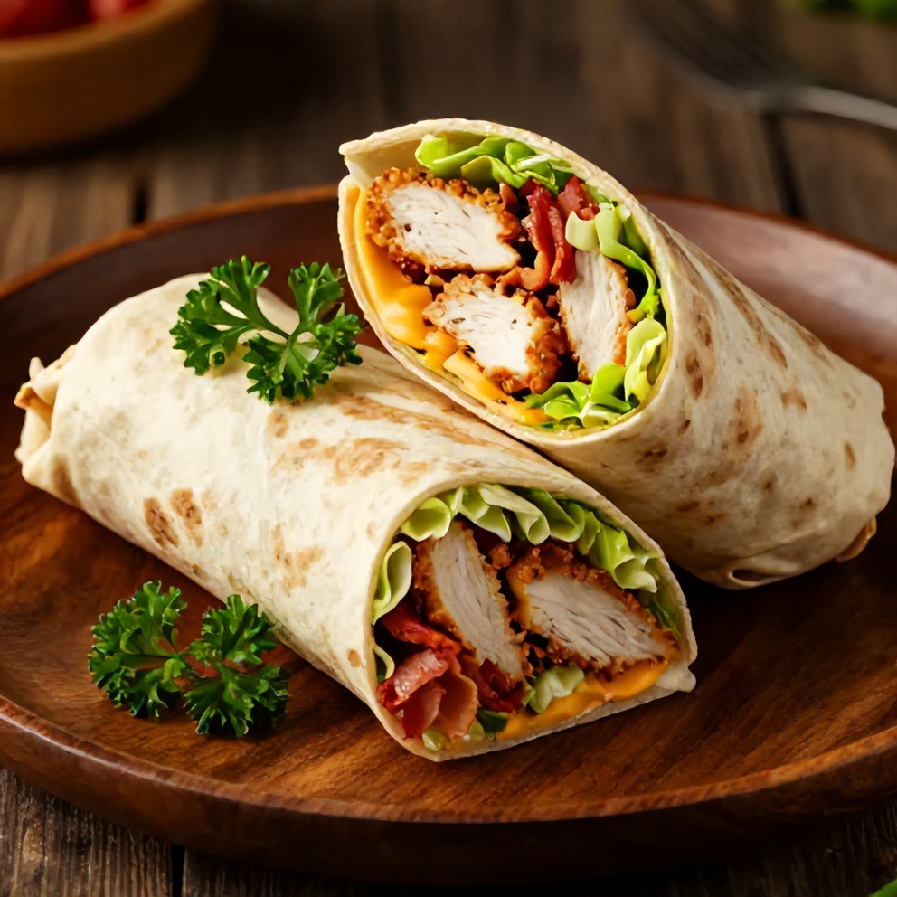 Crispy Chicken Bacon Ranch Wrap ready to serve