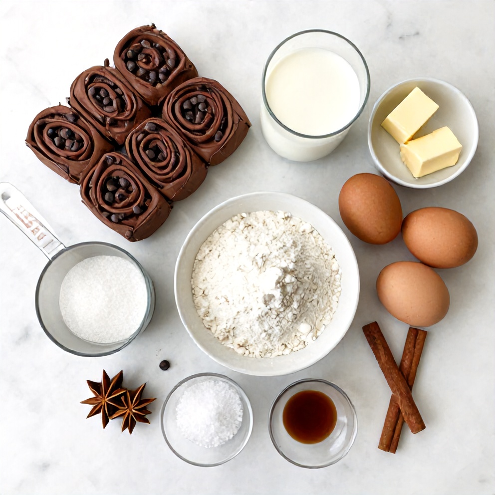 Raw Ingredients for Crispy Chocolate Rolls