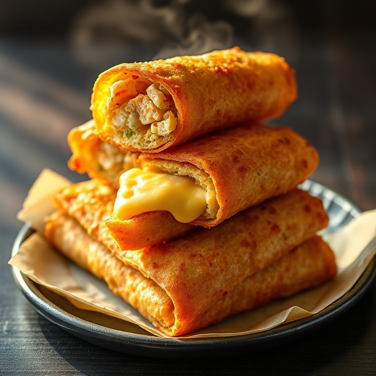 crispy crab shrimp queso rolls