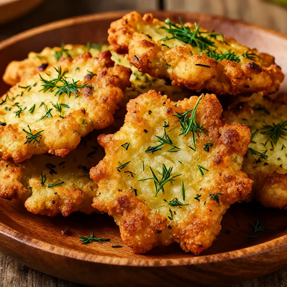 Crispy Dill Pickle Fritters on a rustic plate with a side of ranch dressing