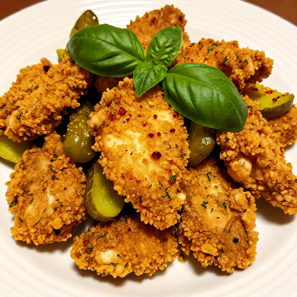 Crispy Dill Pickle Parmesan Chicken served on a plate