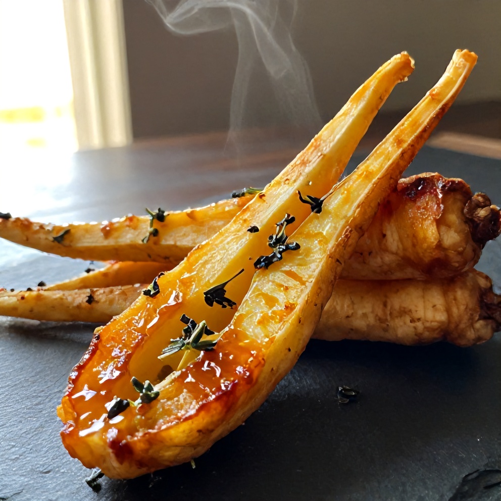 crispy maple roasted parsnips with thyme