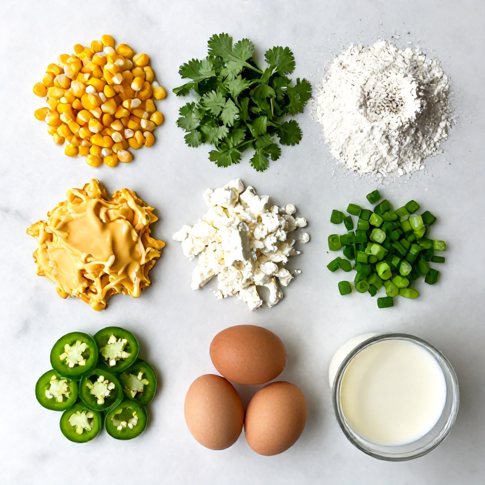 Raw ingredients for Mexican Street Corn Fritters