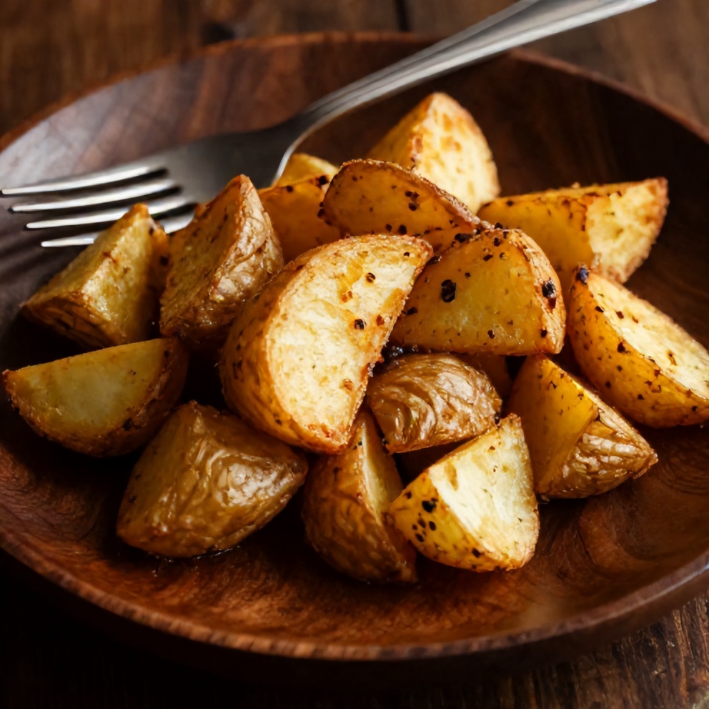 Crispy Ranch Potatoes served on a plate with a fork