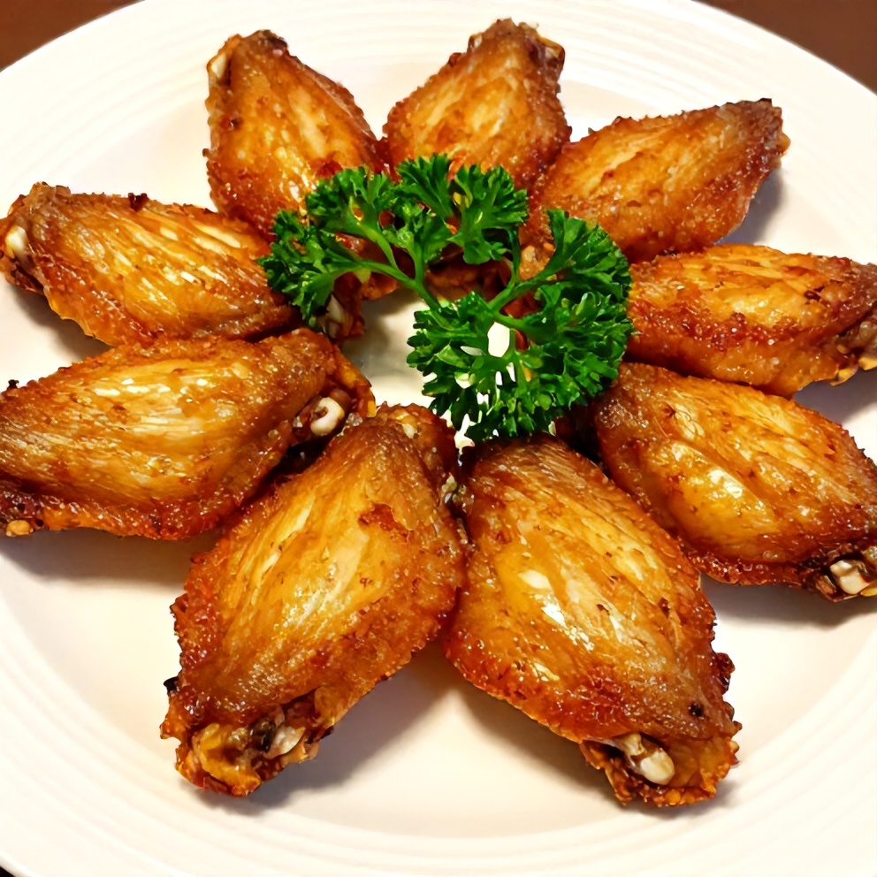 Plated Crispy Spicy Oven Baked Chicken Wings