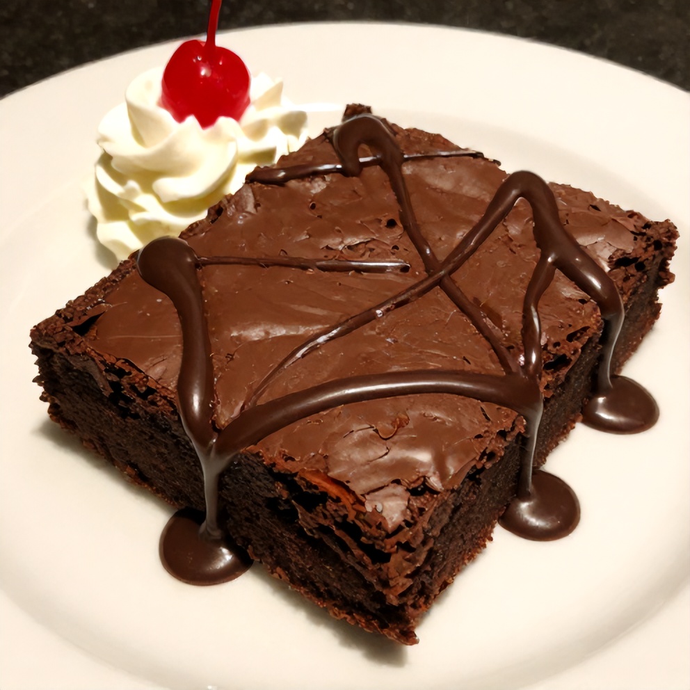 Dr Pepper brownies with chocolate sauce