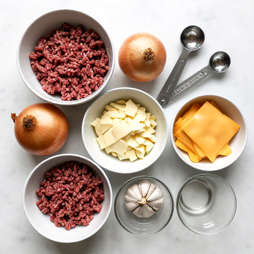 Raw ingredients for Amish Hamburger Steak Bake