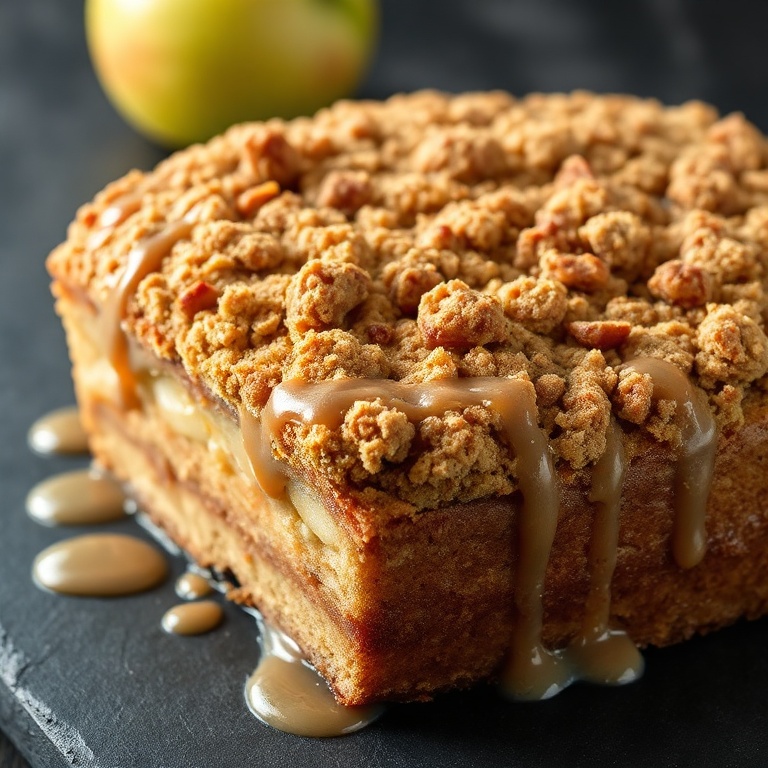easy apple crumb cake with cinnamon drizzle