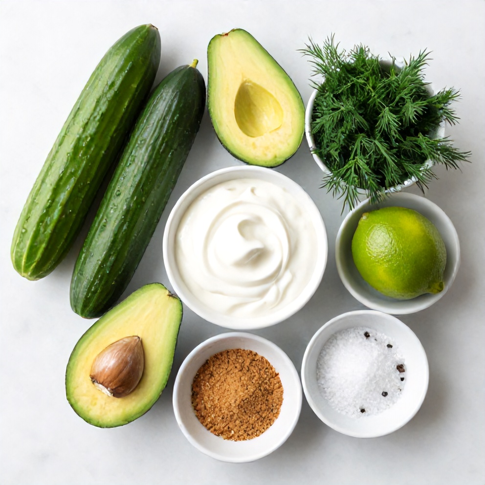 Raw Ingredients for Cucumber Avocado Soup