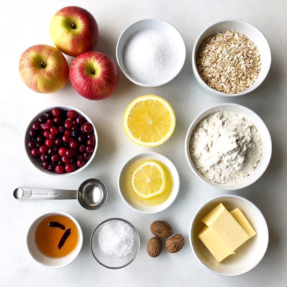 Raw ingredients for Cranberry Apple Crisp