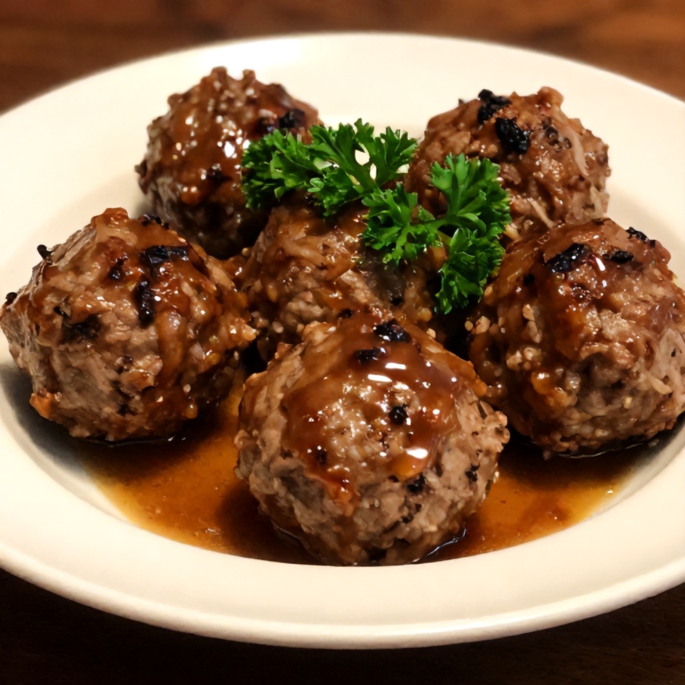 Plated Serving of Sweet and Tangy Cranberry Meatballs