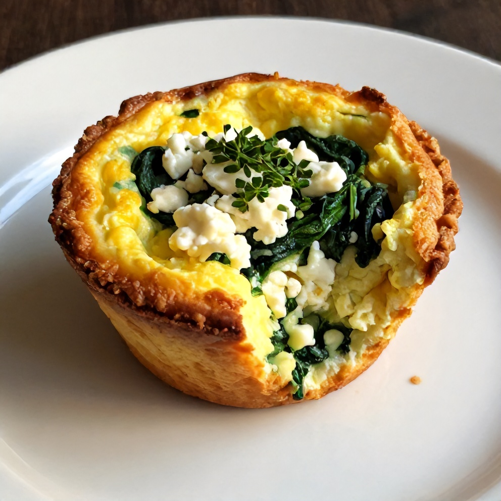 Plated serving of egg muffins with fresh herbs
