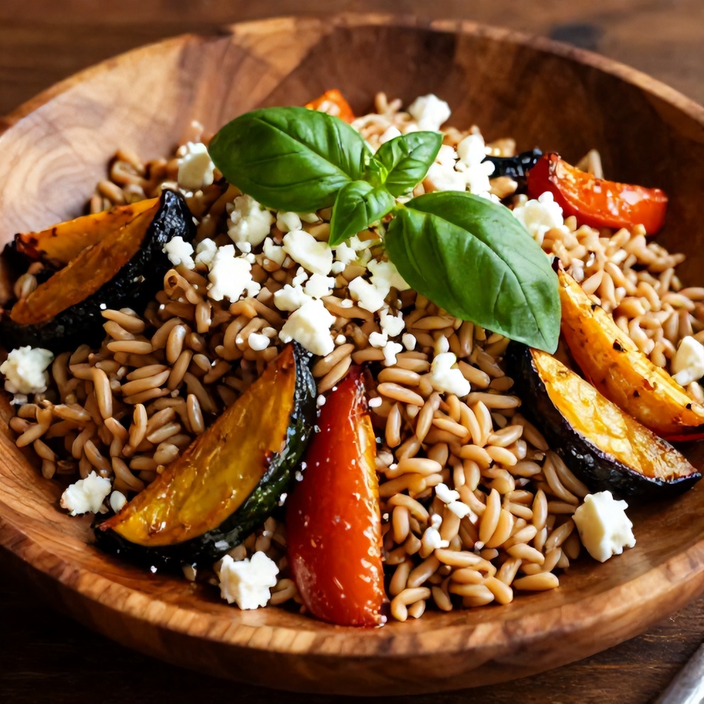 Plated Farro Salad with Roasted Vegetables