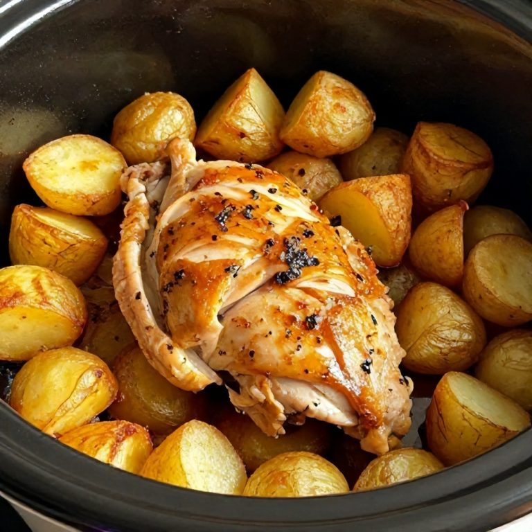 Easy Garlic Parmesan Chicken and Potatoes Crockpot Dinner