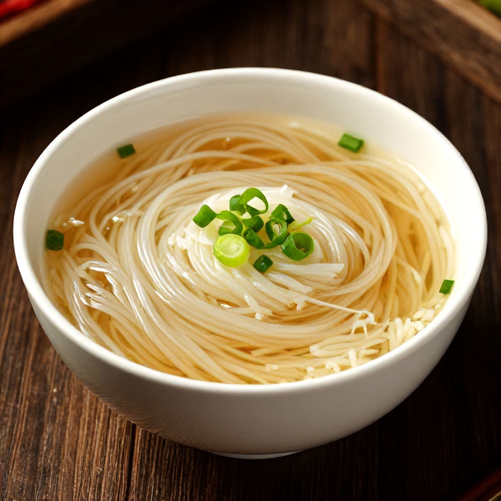Ginger Garlic Broth with Rice Noodles