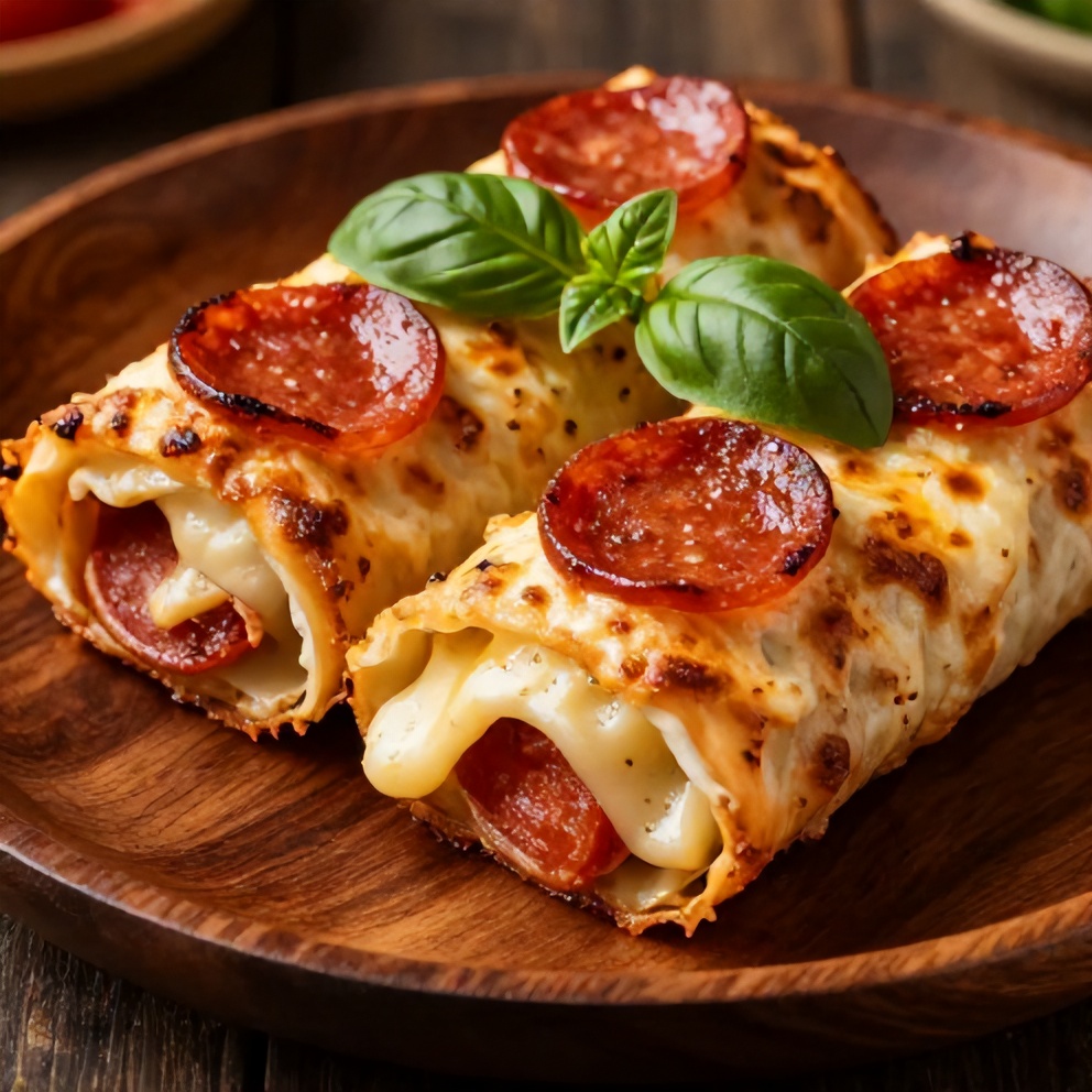 Pepperoni Pizza Rolls on a Plate