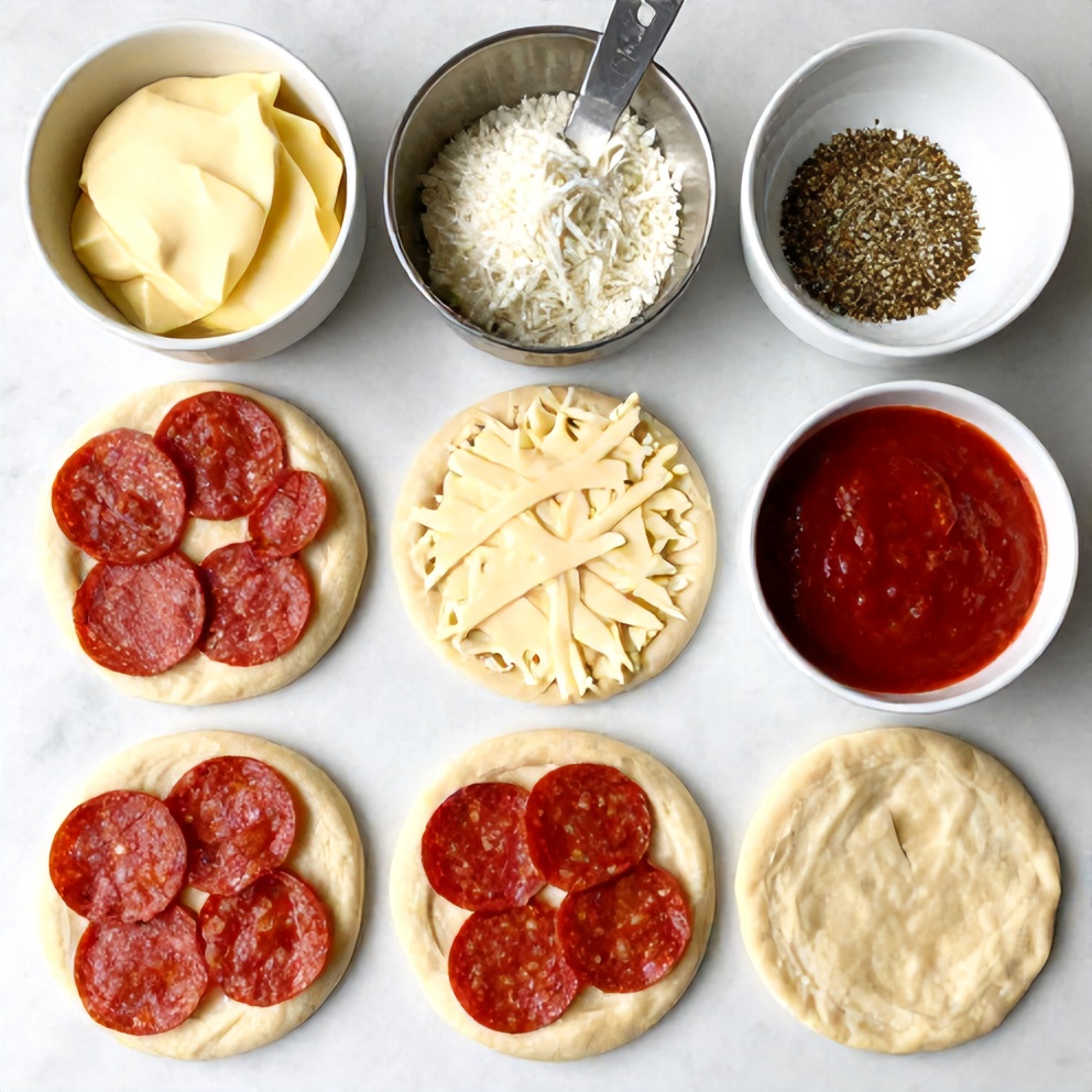 Raw Ingredients for Pepperoni Pizza Rolls