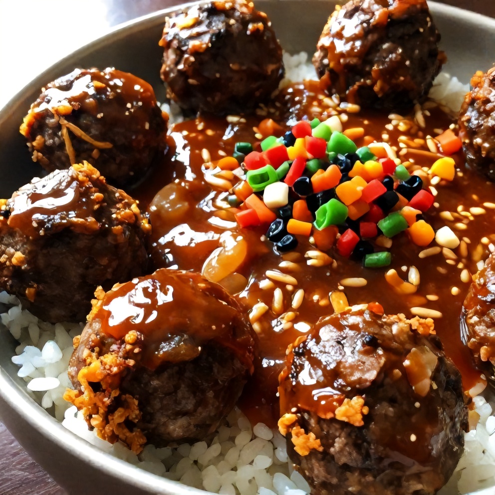Korean BBQ Meatball Rice Bowls