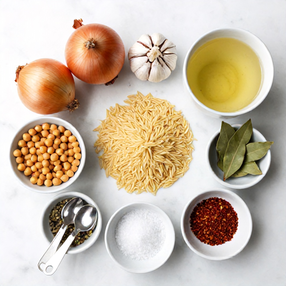 Raw ingredients for Lemon Chickpea Orzo Soup