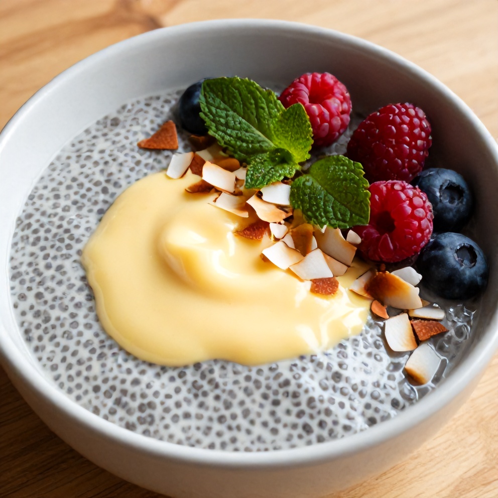 Lemon Curd Chia Pudding with fresh berries