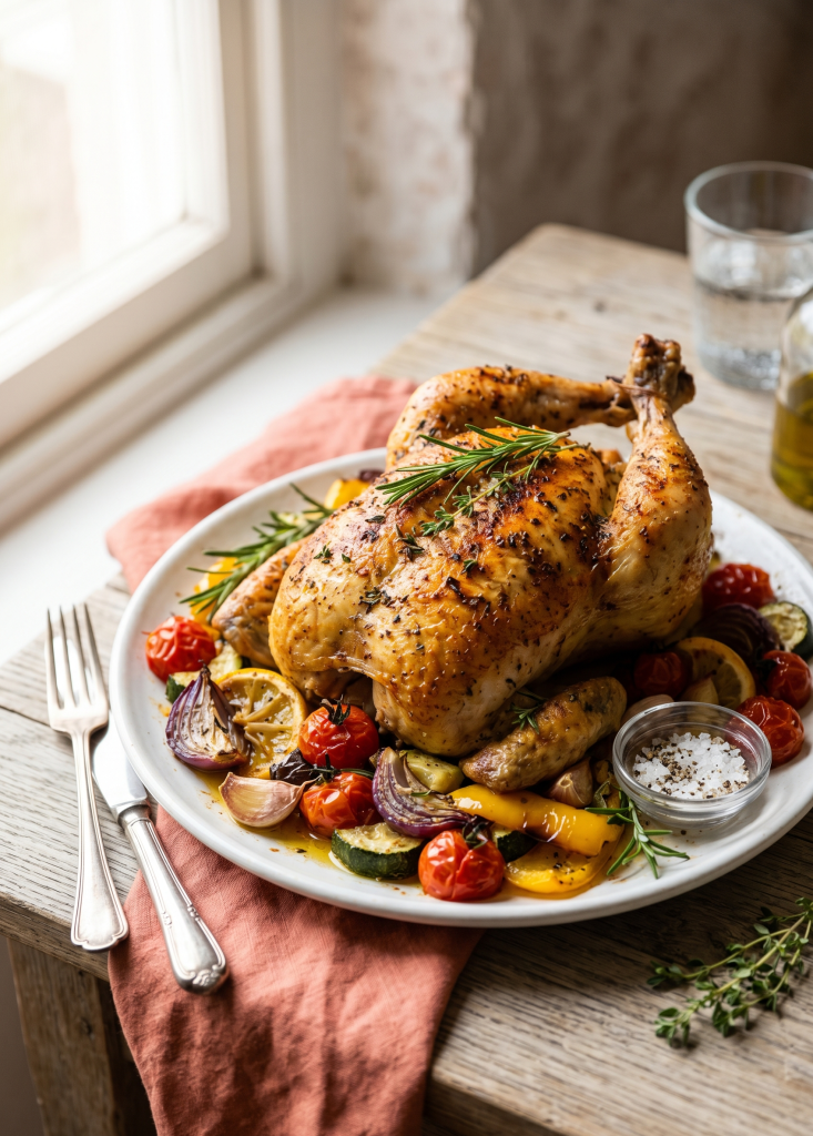 easy main dish recipe - mediterranean roasted chicken