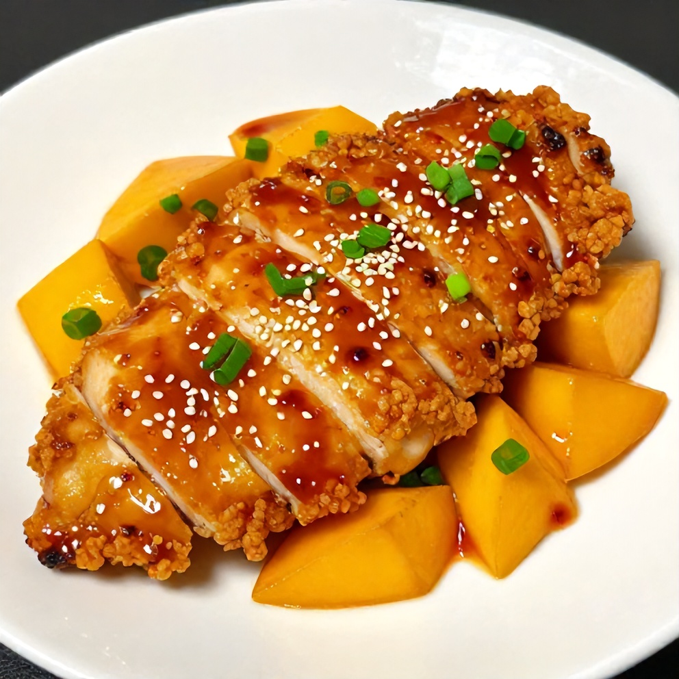 Mango Glazed Chicken served on a plate