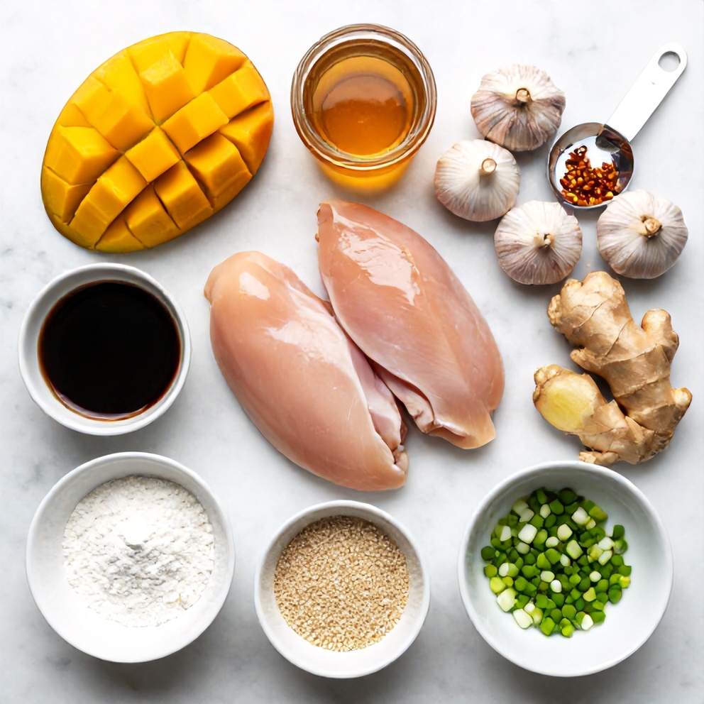Raw ingredients for Mango Glazed Chicken