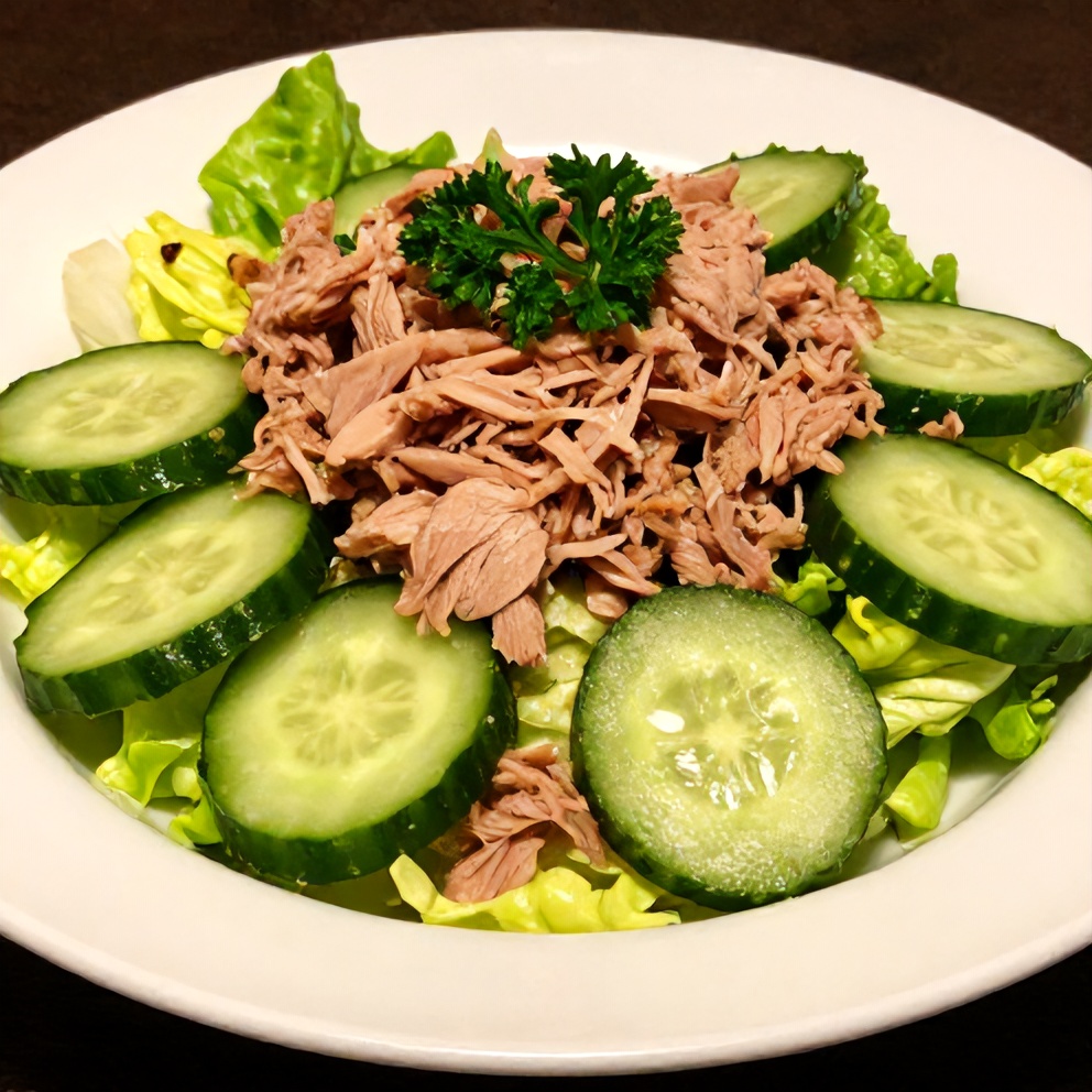 Plated Mediterranean Tuna Salad with fresh parsley