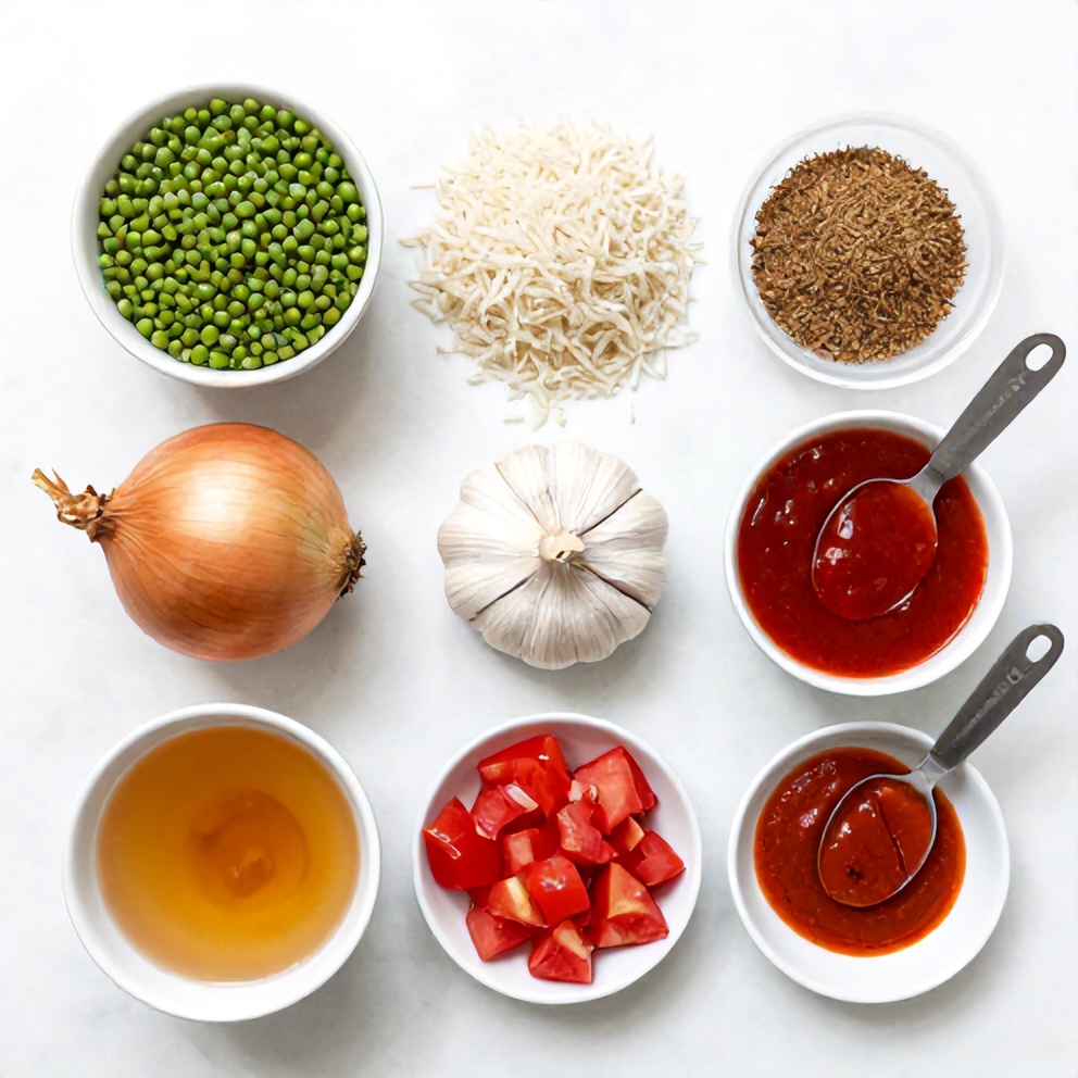 Mujadara Ingredients Flat Lay