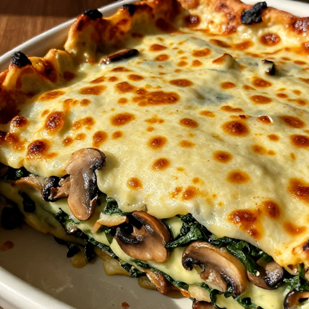Easy Mushroom Spinach Lasagna