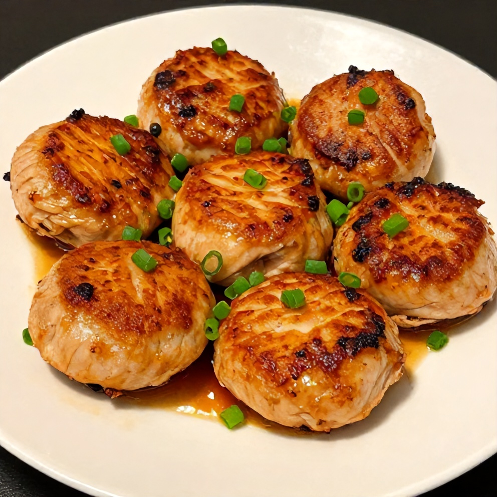 Plated Orange Teriyaki Turkey Medallions with green onions